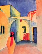 August Macke View into a Lane oil on canvas